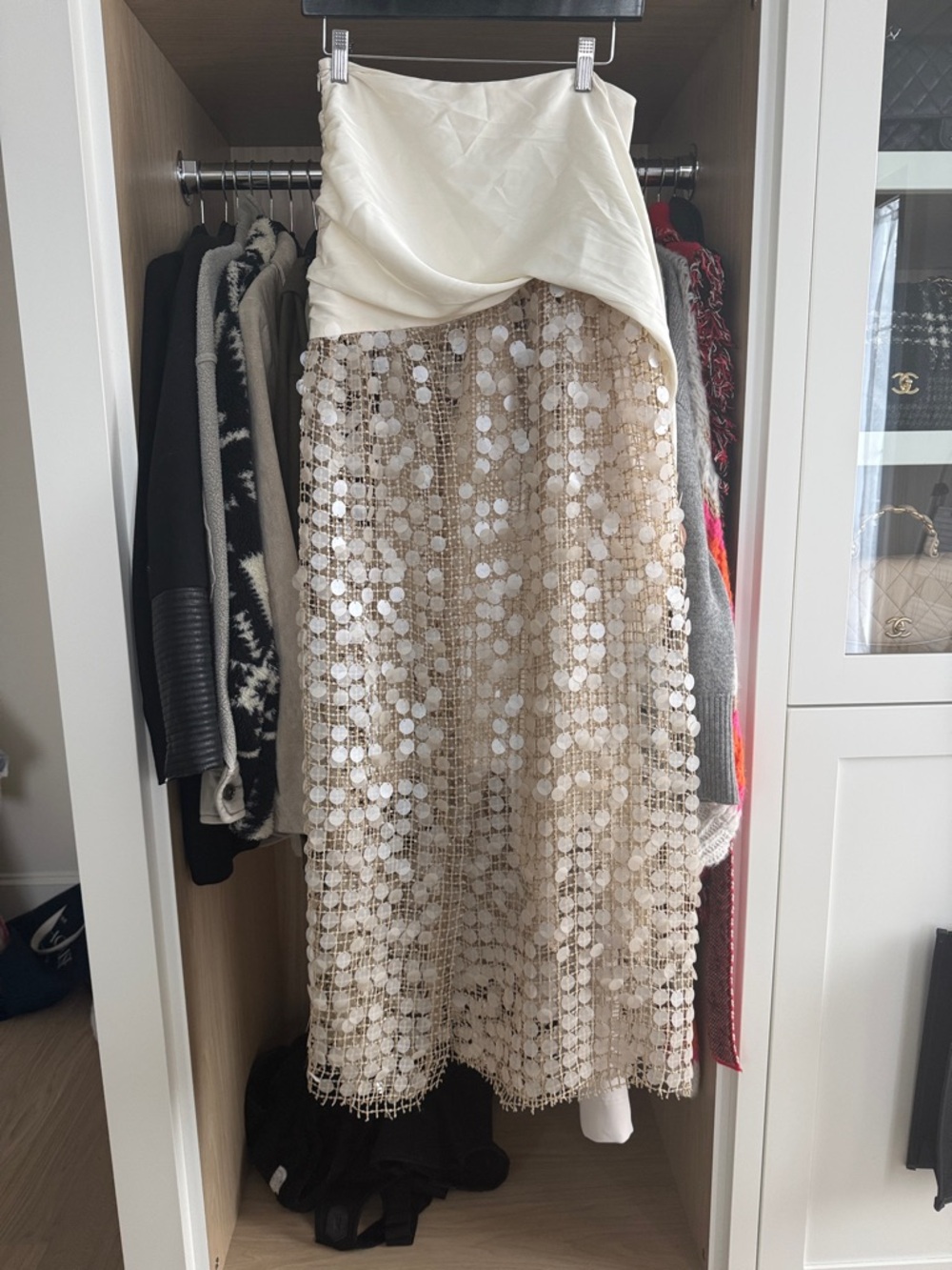Lovers + Friends Ivory Sequin Mesh Wrap Maxi Skirt - Picture 4 of 12